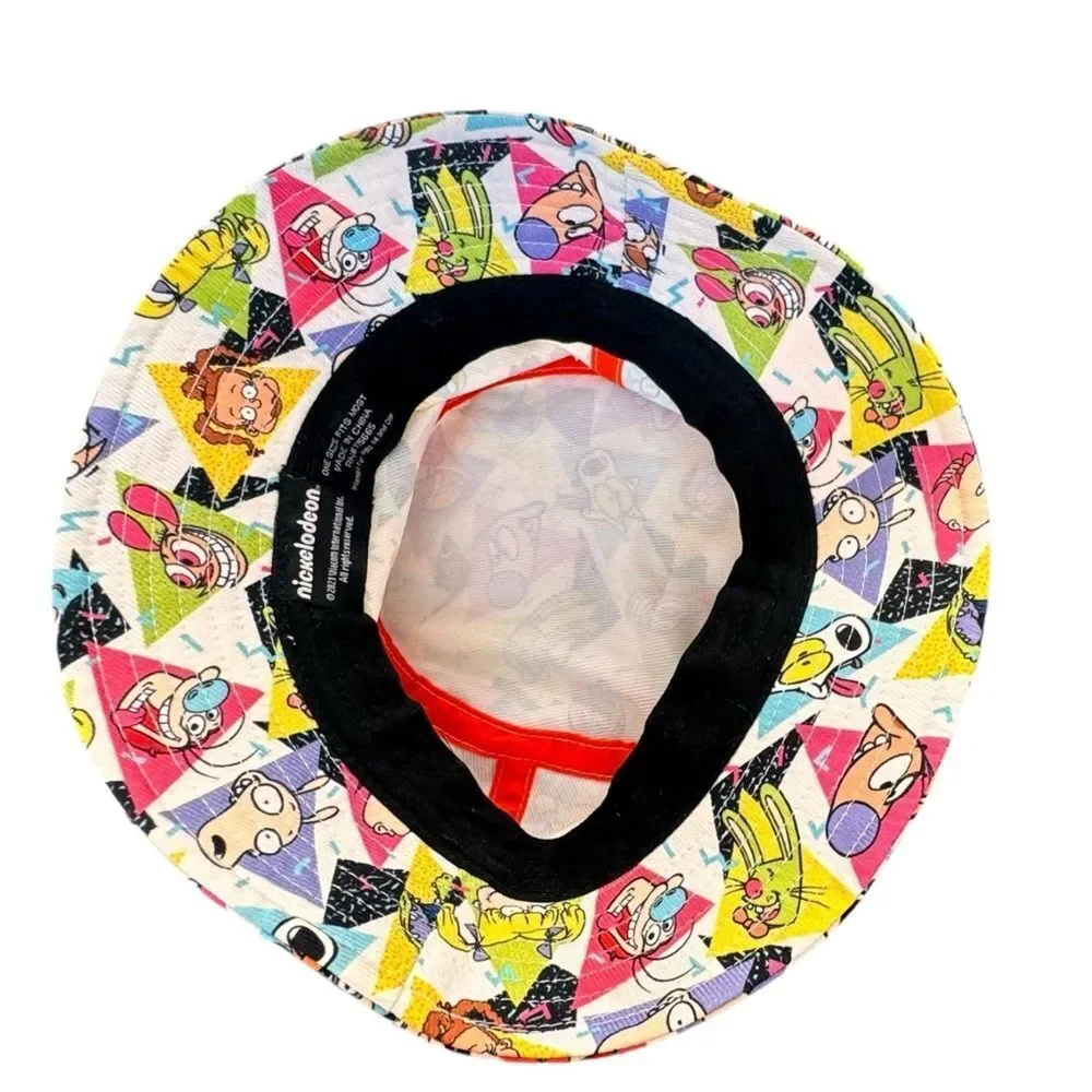 Nickelodeon Kids All Over Graphic Print 90s Retro Cartoon Bucket Hat. OSFM. 14+.